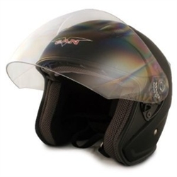 Adult Glossy Black Metro Open Face Motorcycle Helmet (DOT Approved)