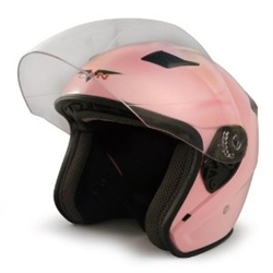 Adult Pink Metro Open Face Motorcycle Helmet (DOT Approved)