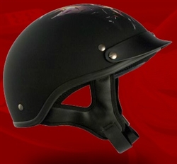 Adult Fire Flat Black Half Helmet Cruising Helmet (DOT Approved)