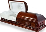Solid Wood Casket With High Gloss Cherry Finish