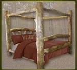 Brand New Custom Rustic Furniture Aspen Log Canopy Bed
