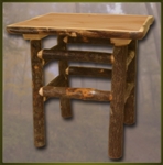 Brand New Rustic Furniture Bark on Lodge Pole End Table/Nightstand