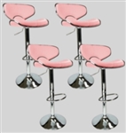 4 Pink Swivel Leather Modern Adjustable Hydraulic Bar Stools