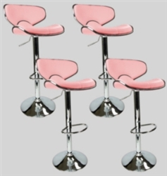 4 Pink Swivel Leather Modern Adjustable Hydraulic Bar Stools