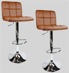 2 Mocha Swivel Leather Modern Adjustable Hydraulic Bar Stools