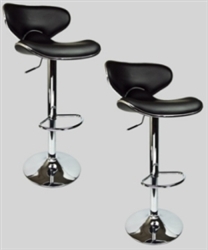 2 Swivel Black Elegant Leather Modern Adjustable Hydraulic Bar Stools