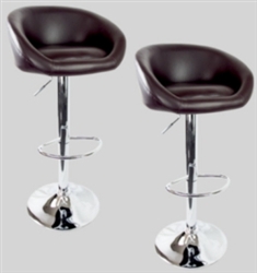 2 Swivel Seat Dark Brown Leather Modern Adjustable Hydraulic Bar Stools