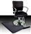 Black Leather Hydraulic Barber Chair With Chrome Footrest and Armrests and Anti Fatigue Comfort Floor Mat