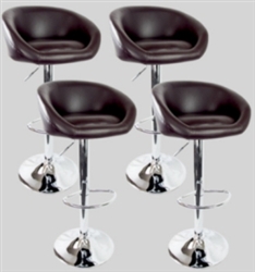 4 Swivel Seat Brown PU Leather Modern Adjustable Hydraulic Bar Stools