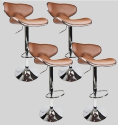 4 Swivel Mocha Elegant PU Leather Modern Adjustable Hydraulic Bar Stools