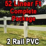 Brand New 52 Feet PVC 2 Rail Post and Rail Fence Complete Package