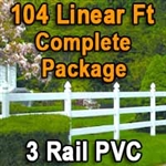 Brand New 104 Feet PVC 3 Rail Post and Rail Fence Complete Package