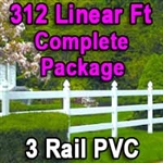 Brand New 312 Feet PVC 3 Rail Post and Rail Fence Complete Package