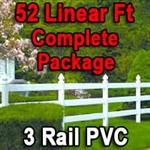 Brand New 52 Feet PVC 3 Rail Post and Rail Fence Complete Package