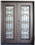61.5" x 81" Oper-Able Tempered Dual-Pan Glasses Fancy Wrought Iron Entry Doors
