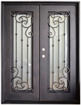 61.5" x 81" Oper-Able Tempered Dual-Pan Glasses Elegant Wrought Iron Entry Doors