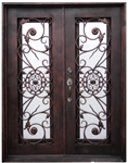 61.5" x 81" Oper-Able Tempered Dual-Pan Glasses Dark Wrought Iron Entry Doors